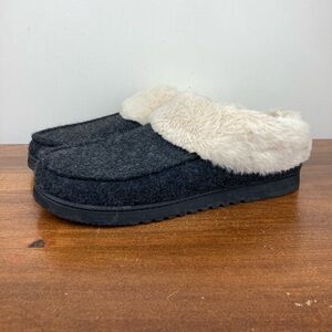 DEARFOAMS Women’s Slipper Total Comfort Gray Faux Fur Comfy Size X Large 11-12